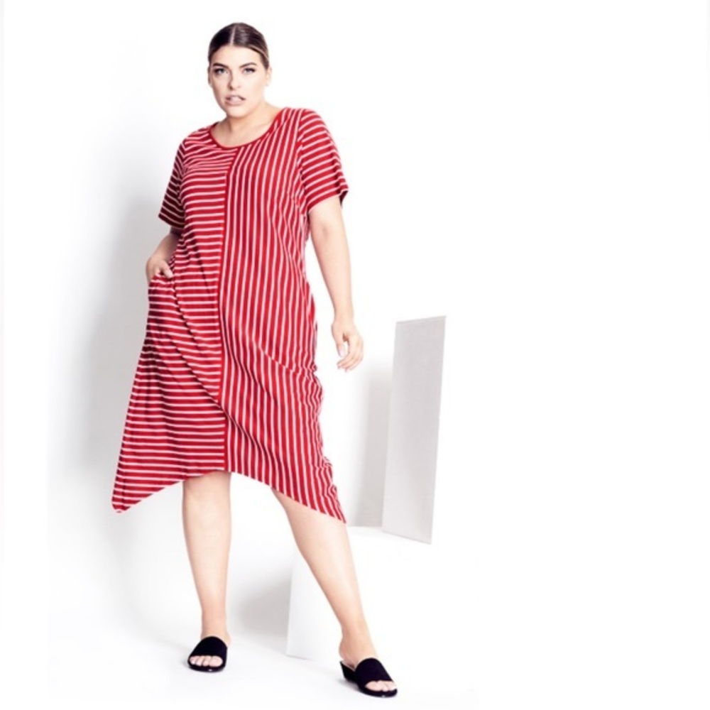 CITY CHIC RED STRIPES DRESS